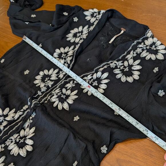 Free People Floral Embroidered Fable V-neck Empire Waist Midi Dress, size S - Picture 6 of 8